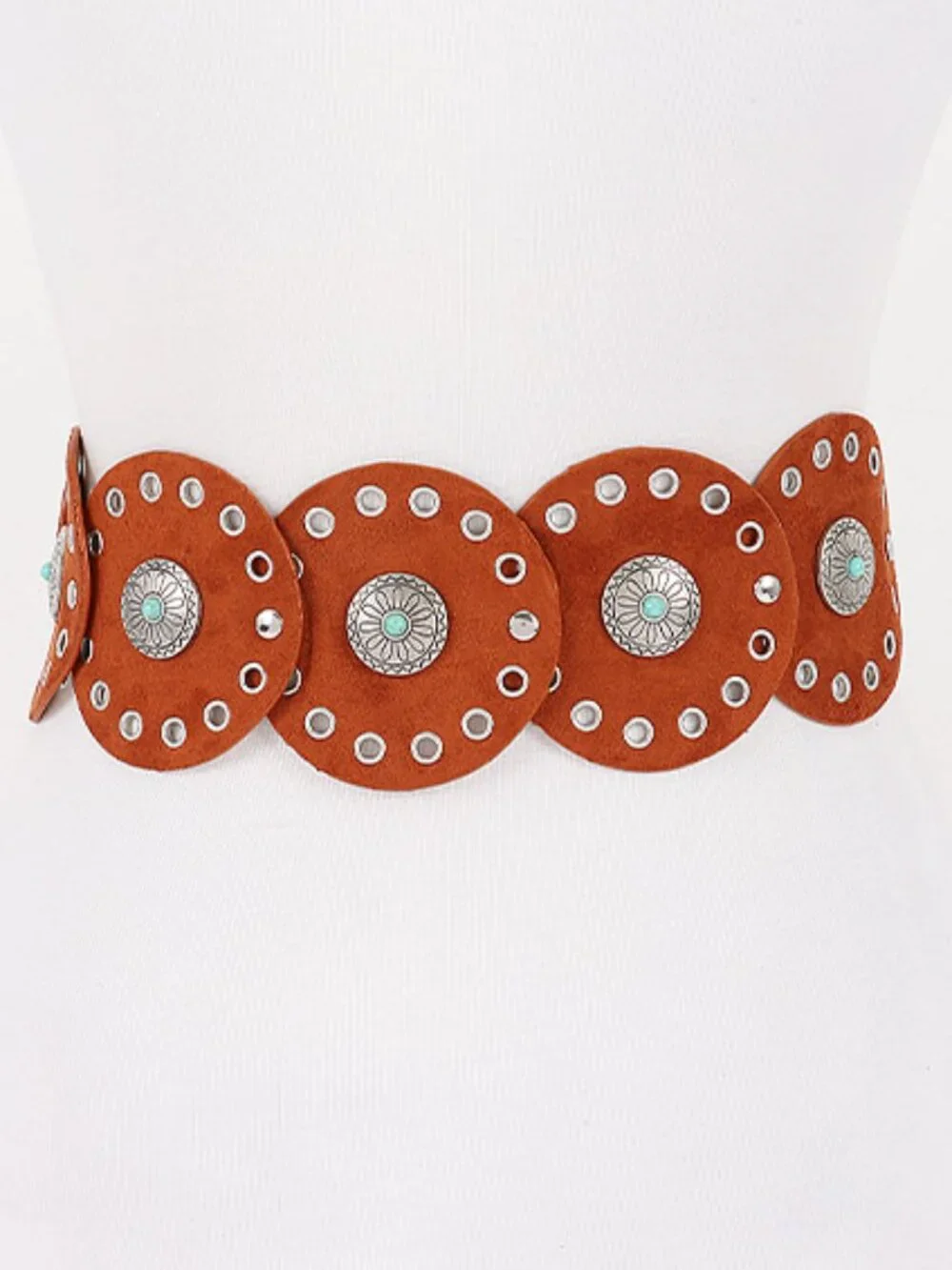 BNWT Rivets Faux Suede Statement Western Disk Boho Belt